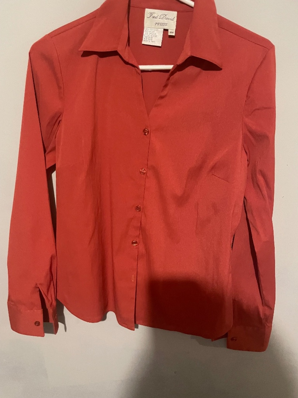 Fred David women’s medium petite burnt orange button-down shirt